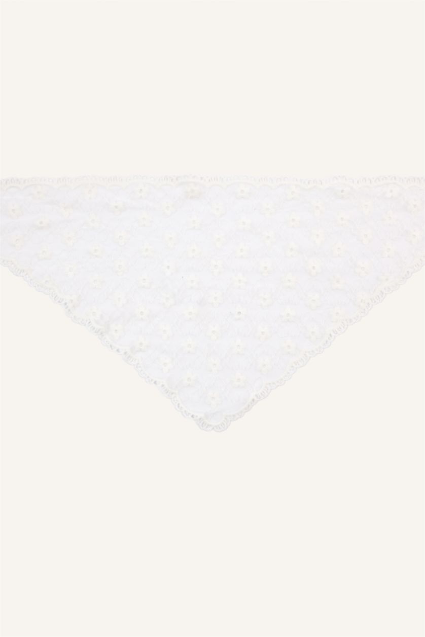 Kadın Beyaz Çiçek Desenli Bandana