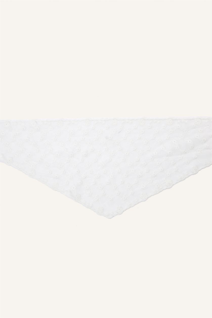 Kadın Beyaz Çiçek Desenli Bandana