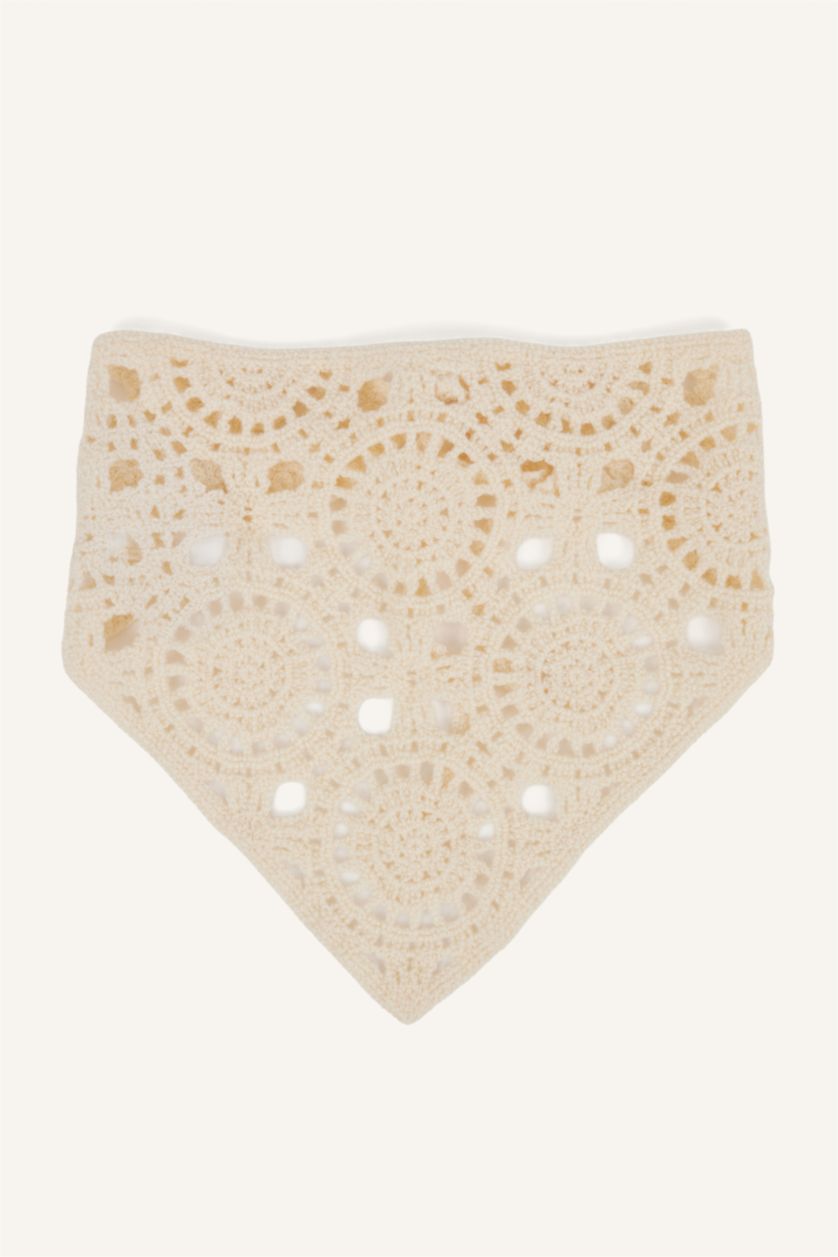 Kadın Ekru Kadın Dantel İşlemeli Bandana