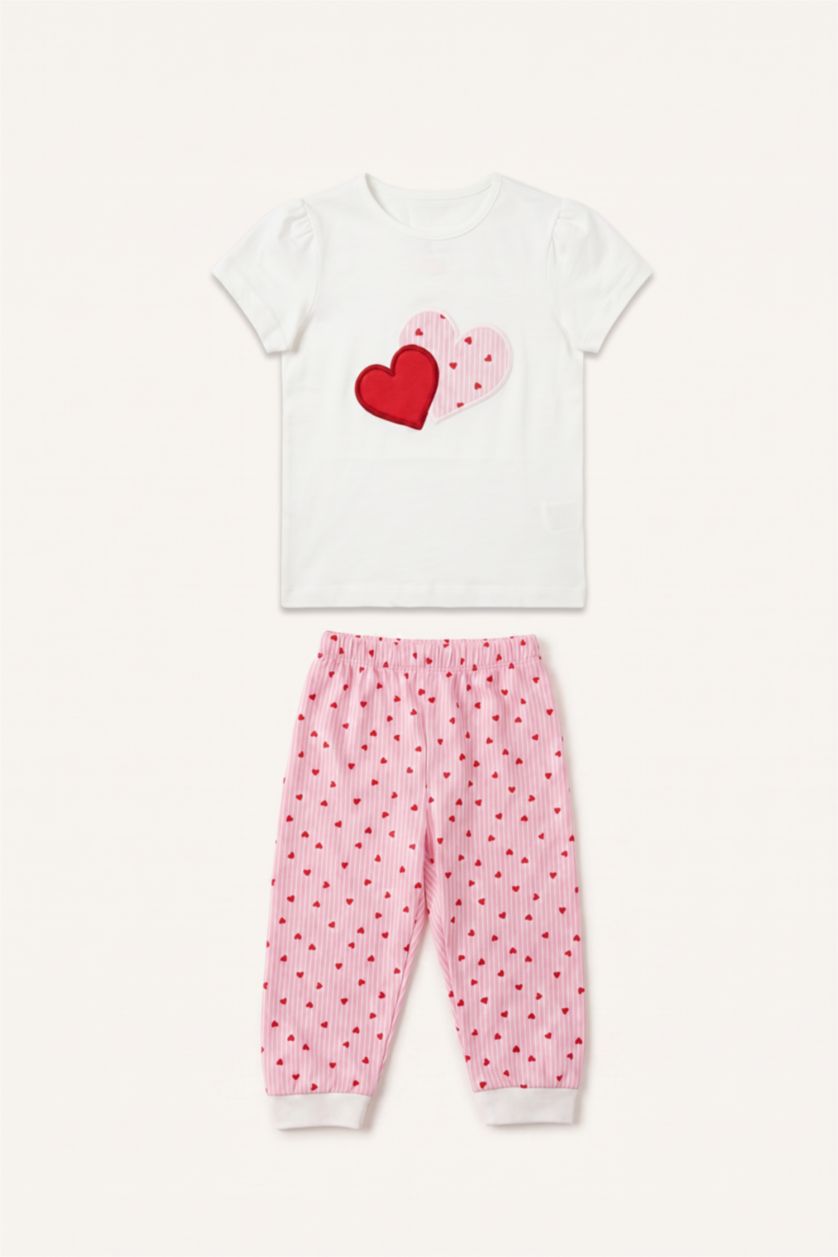 Baby Girls White 2 piece Regular Fit Knitted Pyjamas