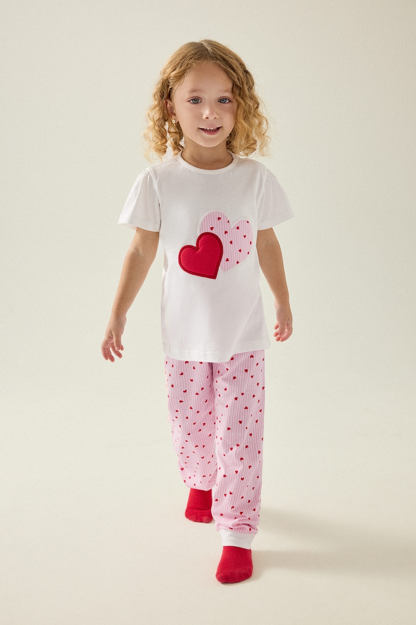 Baby Girls White Baby Girl 100% Cotton Regular Fit Printed Polka Dot 2 Piece Pyjama Set