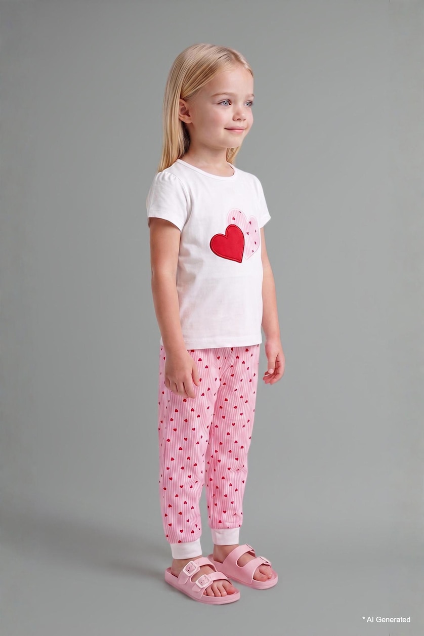 Baby Girls White Baby Girl 100% Cotton Regular Fit Printed Polka Dot 2 Piece Pyjama Set
