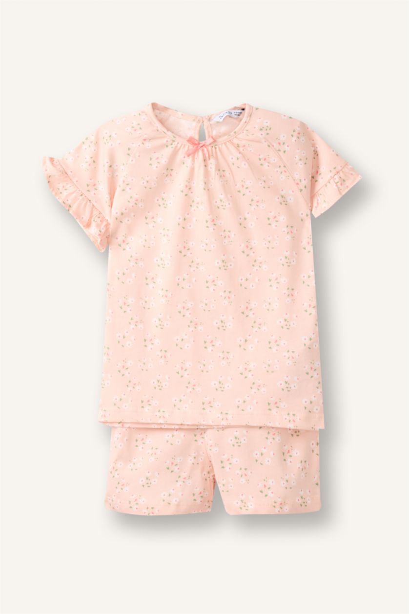 Baby Girls Salmon 2 piece Regular Fit Printed Woven Pajamas