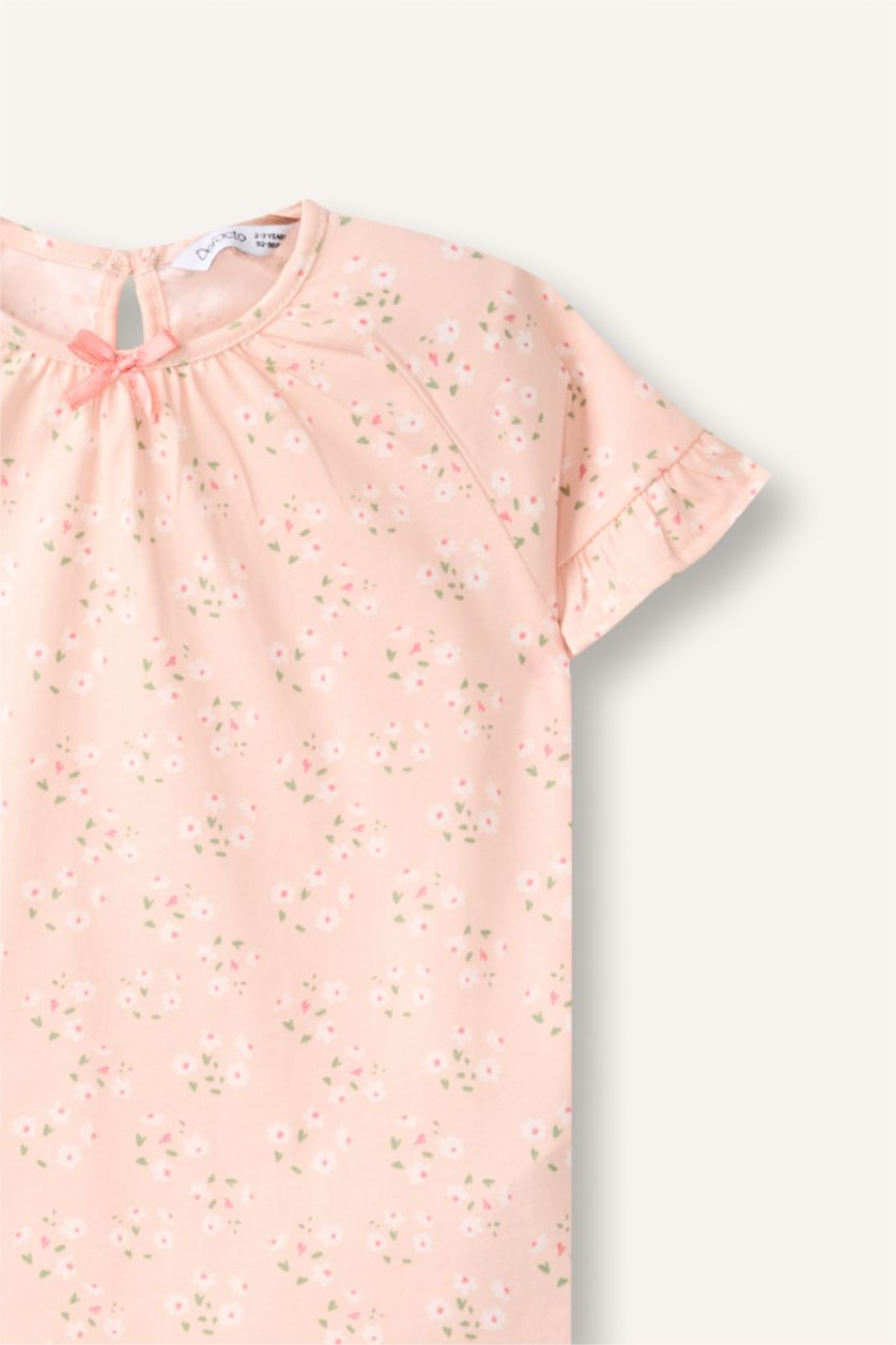 Baby Girls Salmon 2 piece Regular Fit Printed Woven Pajamas