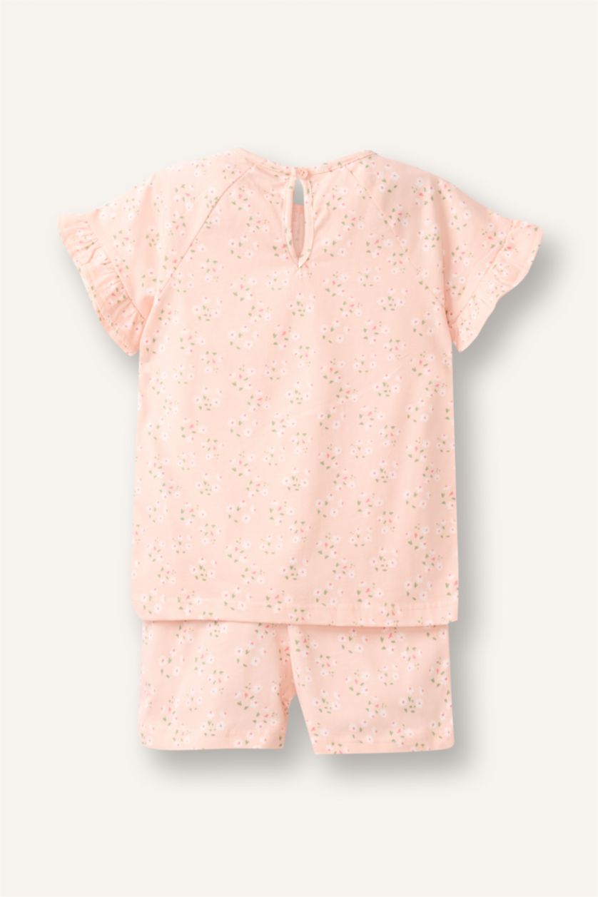 Baby Girls Salmon 2 piece Regular Fit Printed Woven Pajamas