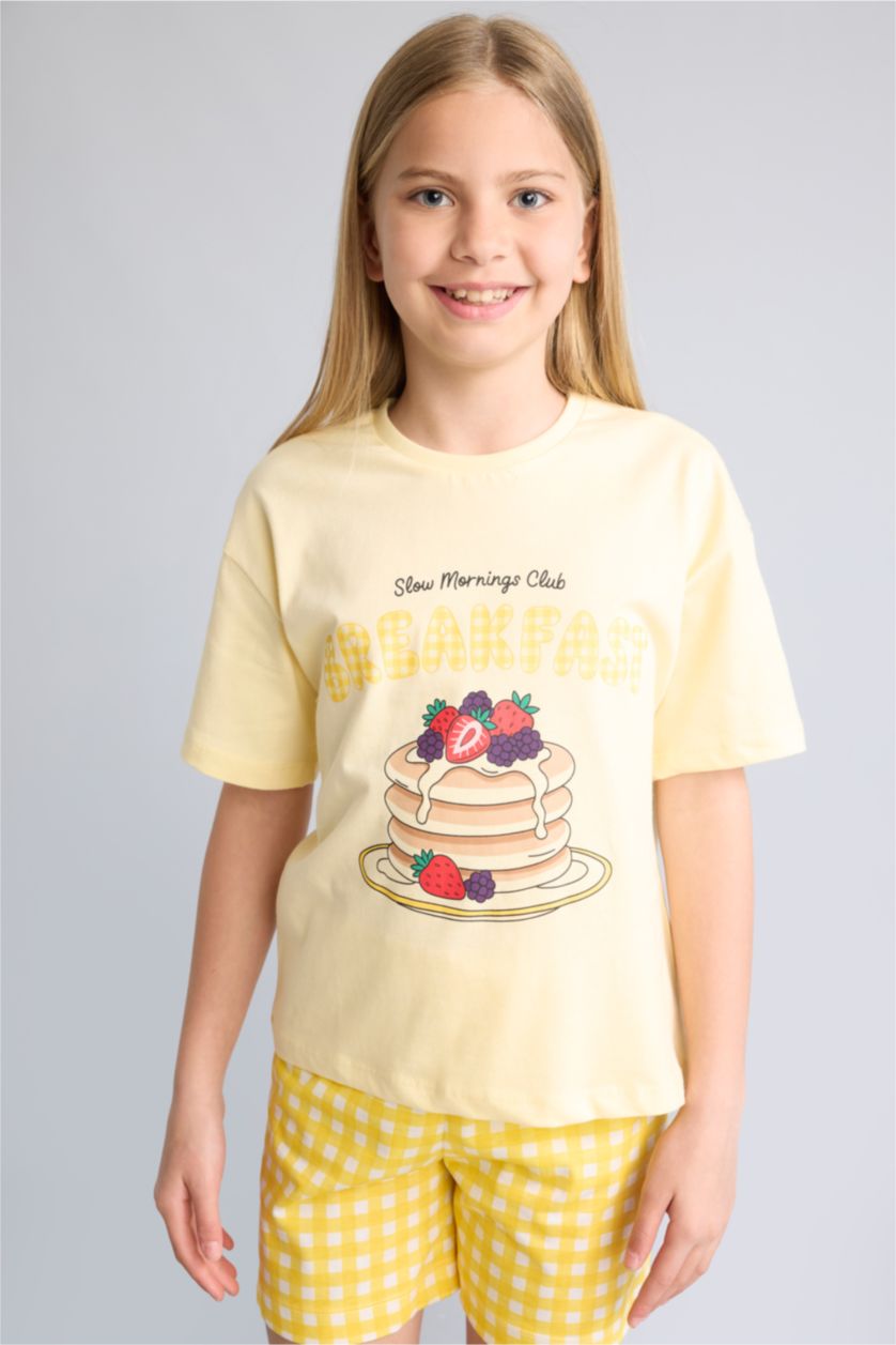 Young Girls - Teen Girls Light Yellow 2 piece Regular Fit Knitted Pyjamas