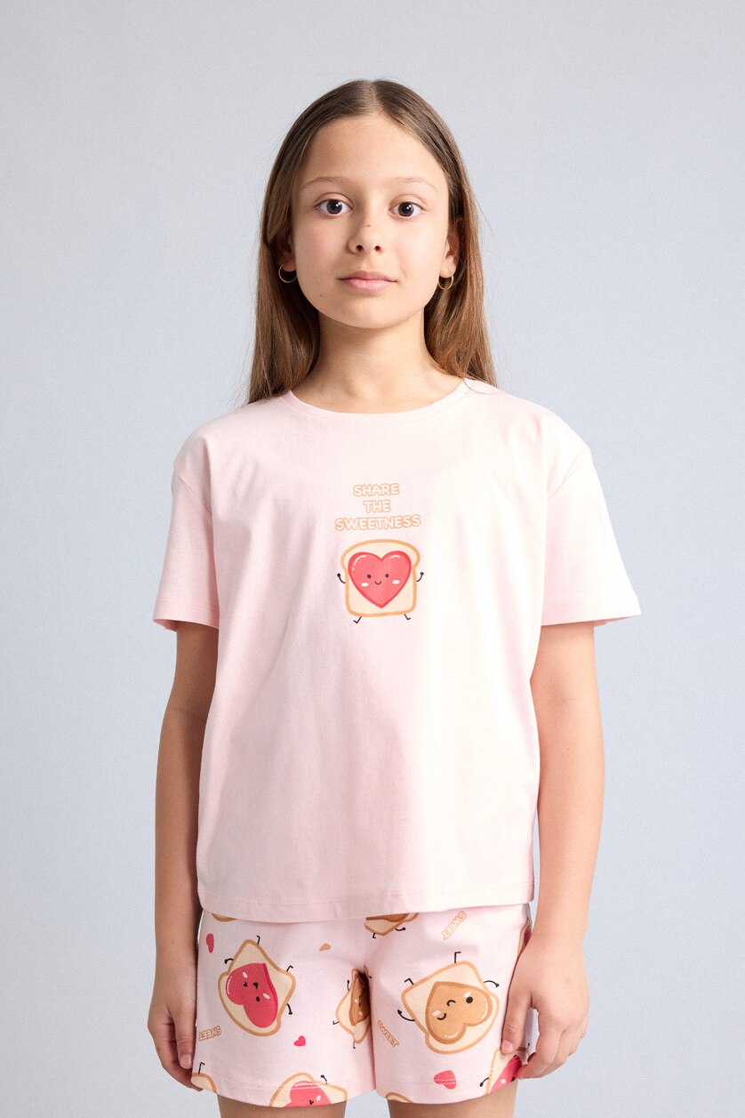 Young Girls - Teen Girls Light Pink 2 piece Regular Fit Knitted Pyjamas