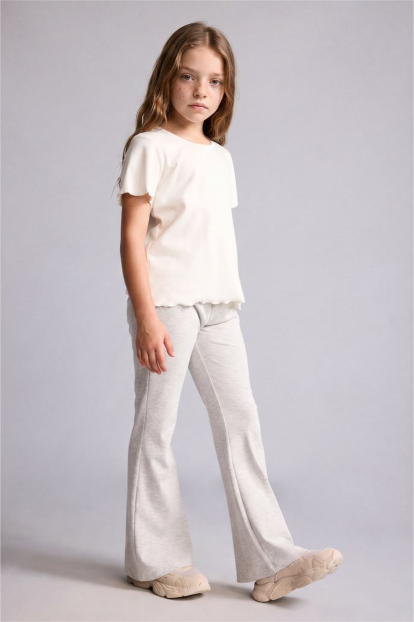 GIRLS & TEENS Ecru Girl Regular Fit Ribbed 2 Piece Pyjamas Set