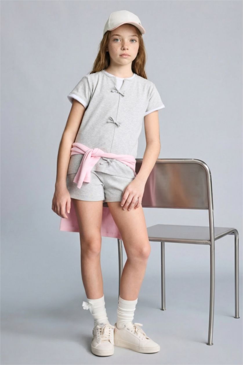 Kız Çocuk - Genç Kız Açık Gri Melange 2'Li Takım Kız Çocuk
