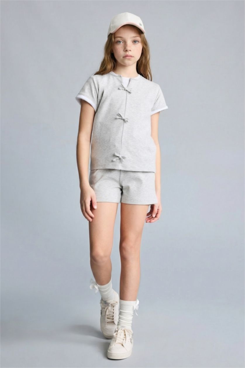 Kız Çocuk - Genç Kız Açık Gri Melange 2'Li Takım Kız Çocuk