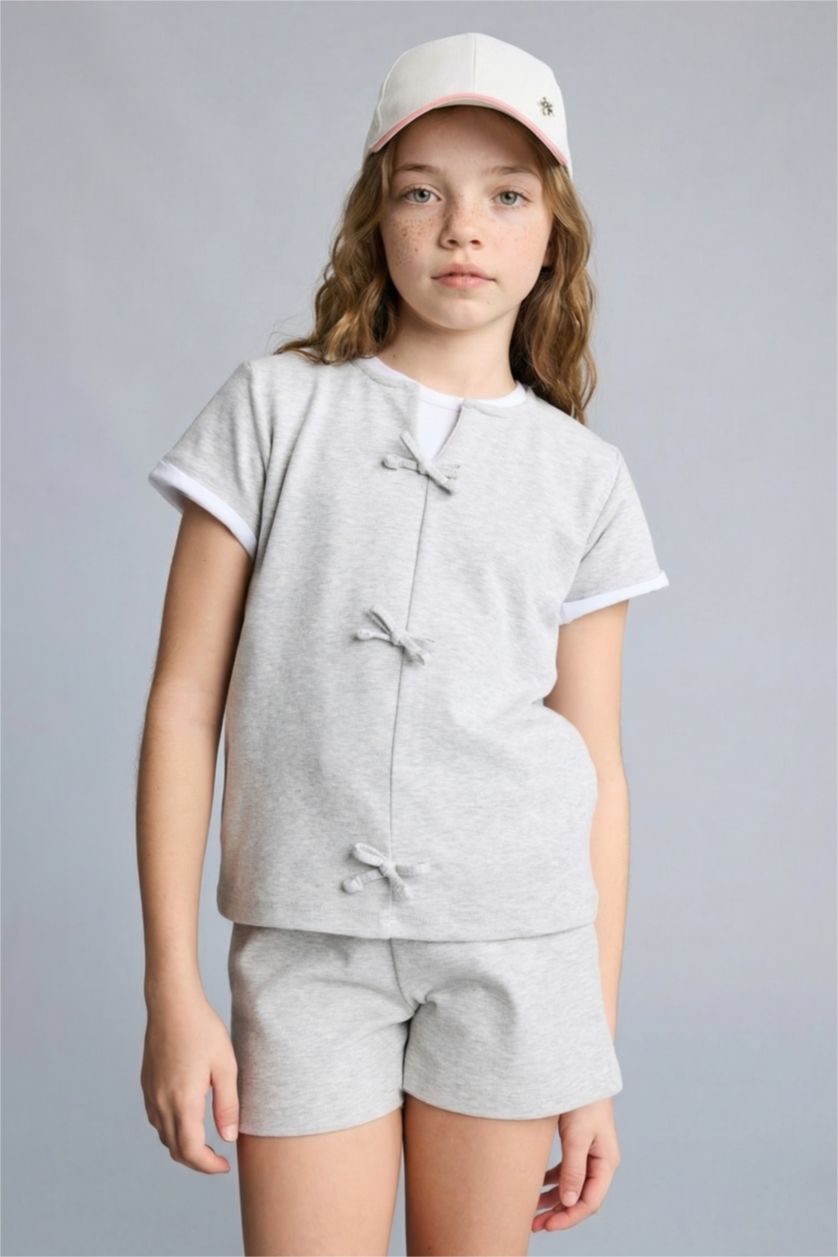 Kız Çocuk - Genç Kız Açık Gri Melange 2'Li Takım Kız Çocuk