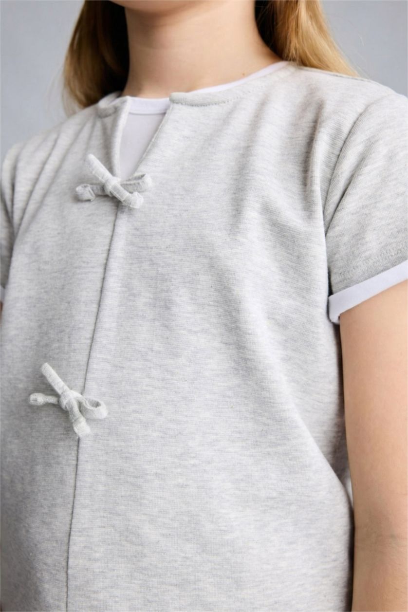 Kız Çocuk - Genç Kız Açık Gri Melange 2'Li Takım Kız Çocuk