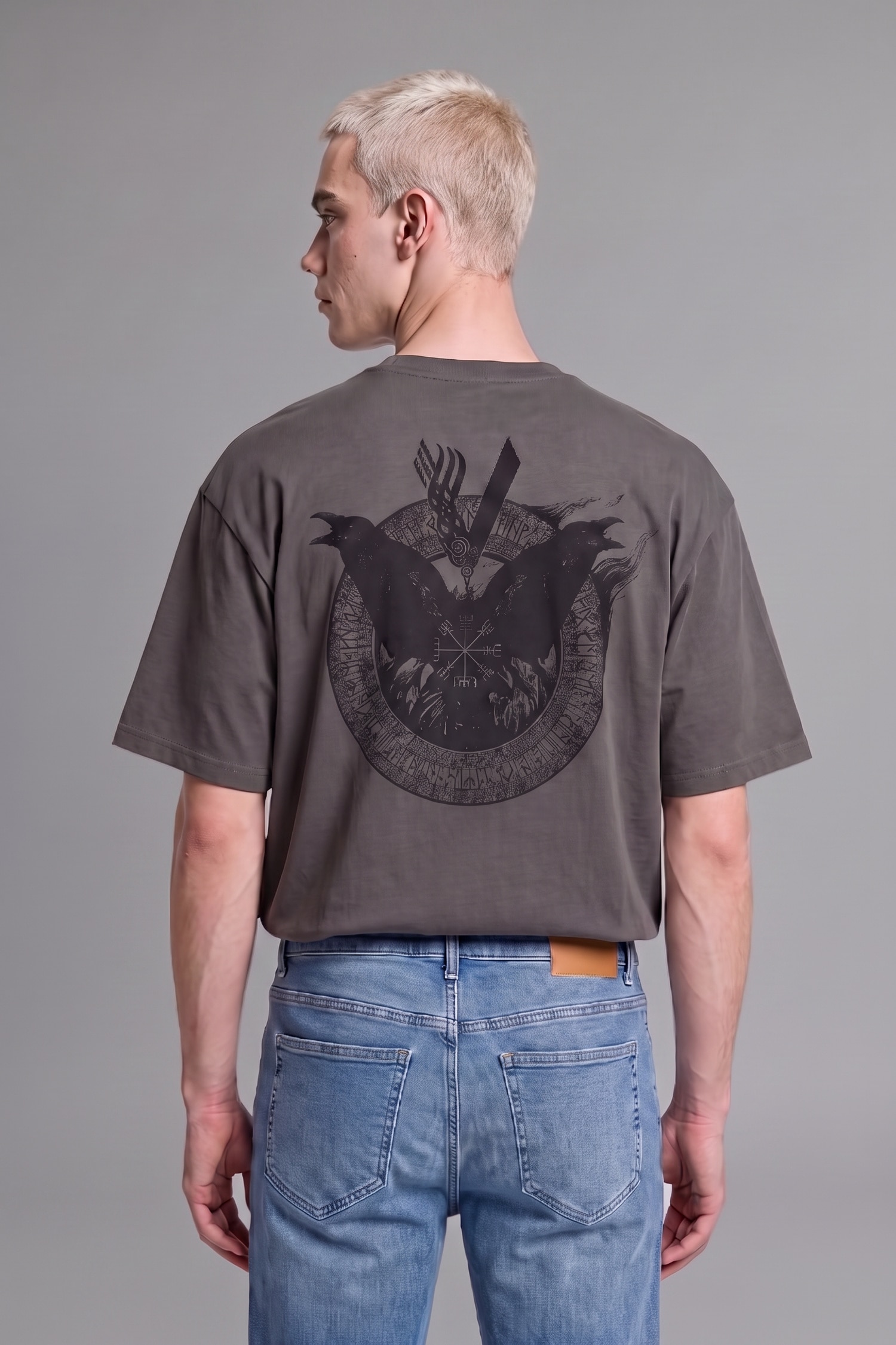 Men Anthracite Boxy Fit Short Sleeve T-Shirt