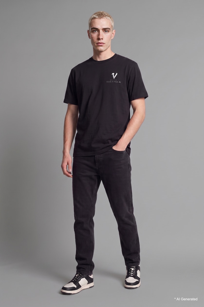 Мужчины Черный Футболка Boxy Fit