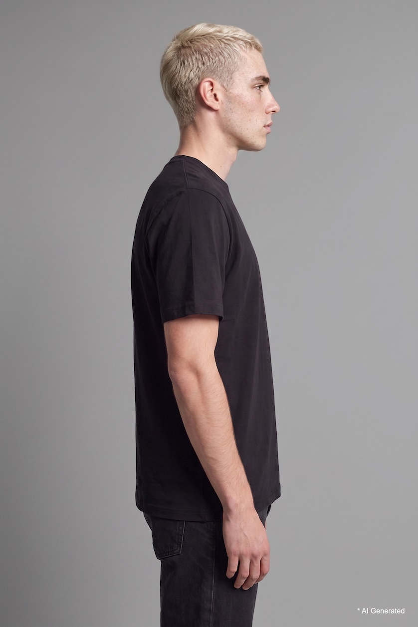 Мужчины Черный Футболка Boxy Fit