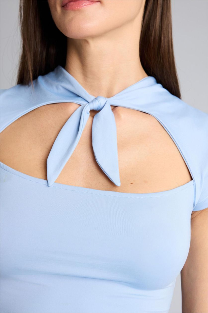 Kadın Açık Mavi Afra x Defacto Fıtted  Bağcıklı Bluz