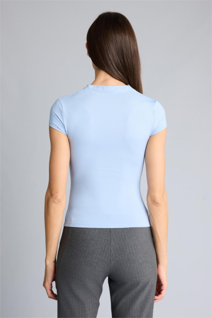 Kadın Açık Mavi Afra x Defacto Fıtted  Bağcıklı Bluz