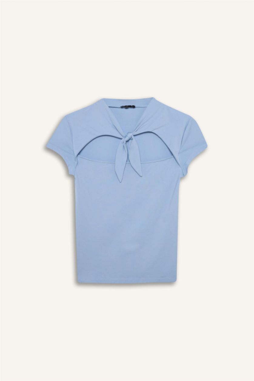 Kadın Açık Mavi Afra x Defacto Fıtted  Bağcıklı Bluz