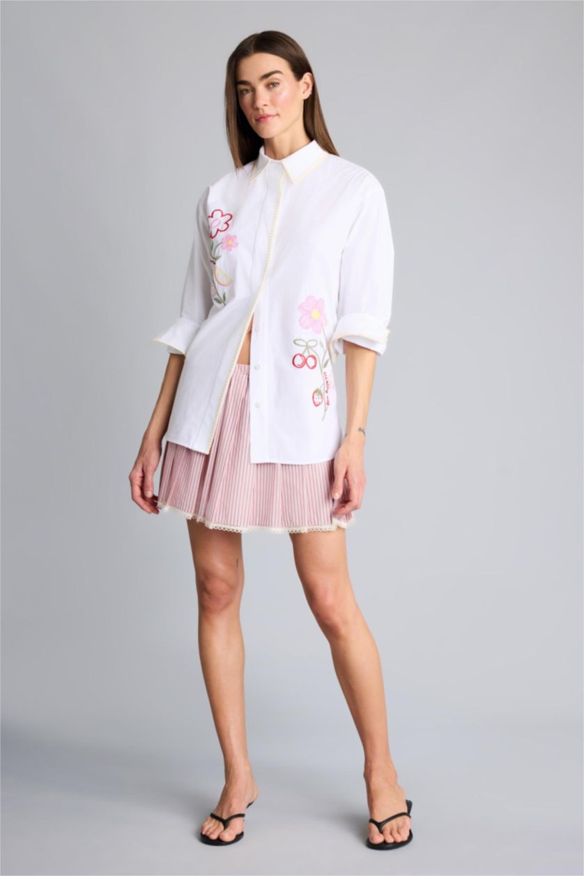 نساء زهري فاتح تنورة قصير بوبلين بطيات بخصر عادي