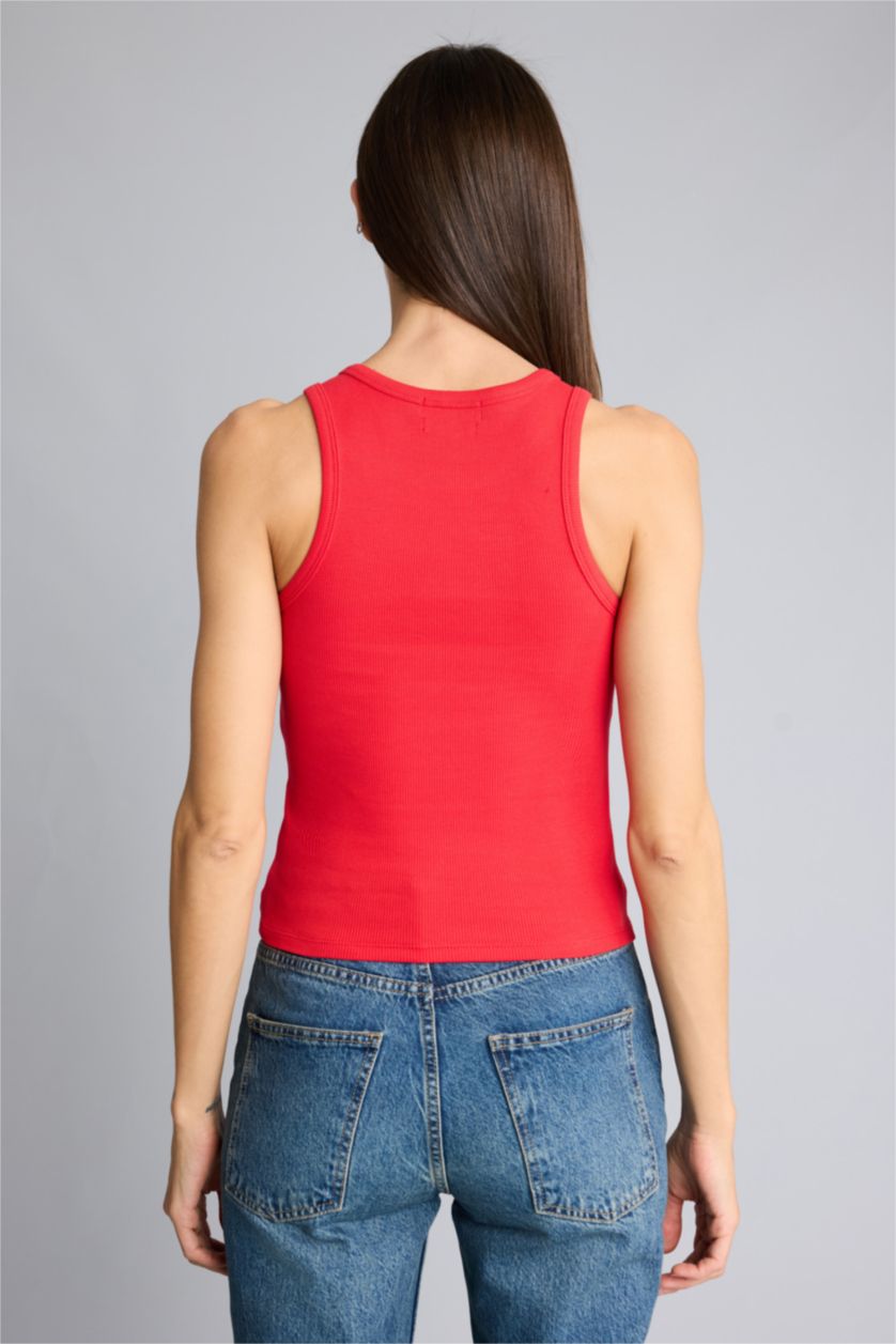 Kadın Kırmızı Afra x Defacto Fıtted Fitilli Kaşkorse Atlet