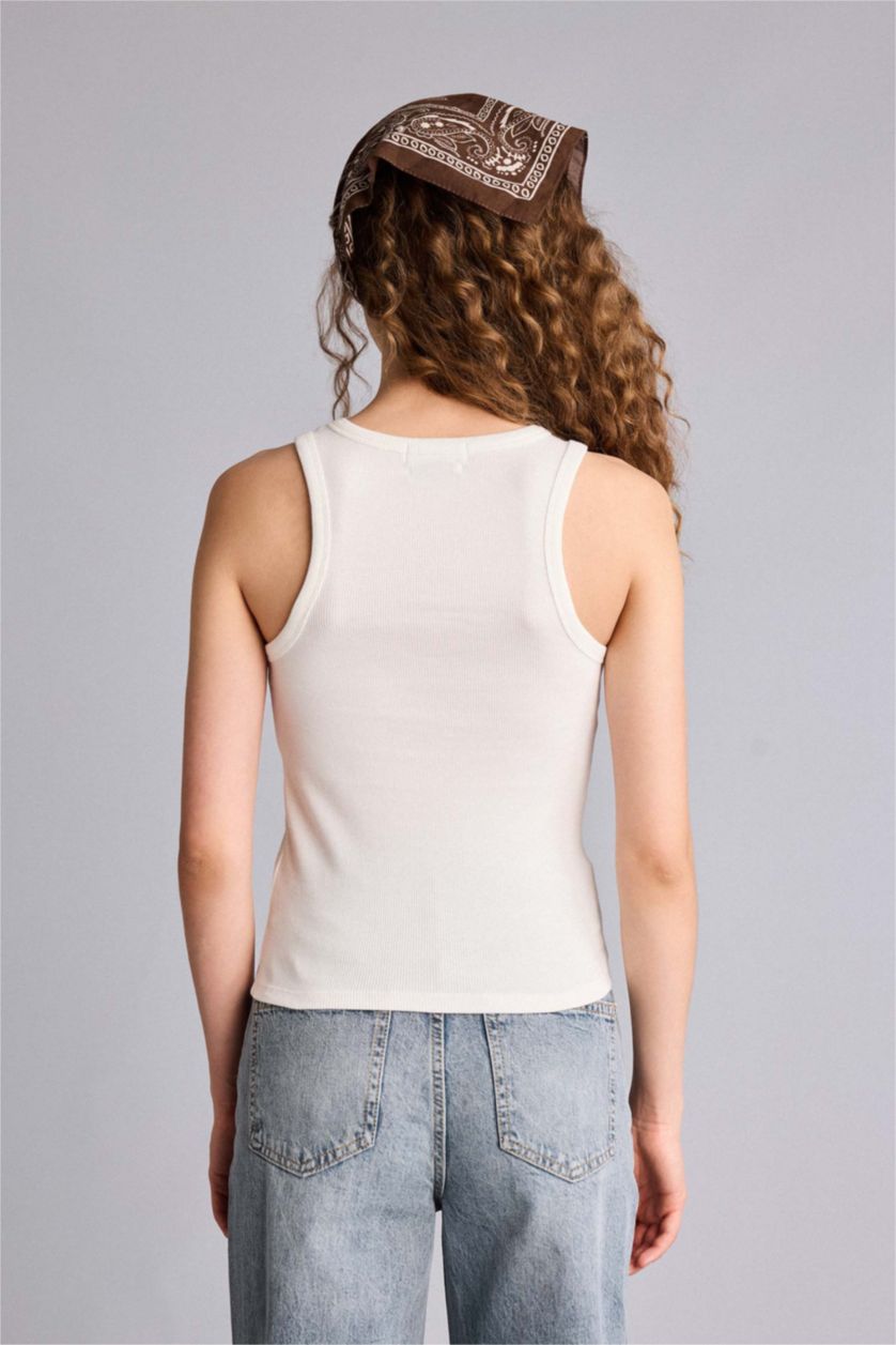 Kadın Kırık Beyaz Fıtted Fitilli Kaşkorse Atlet