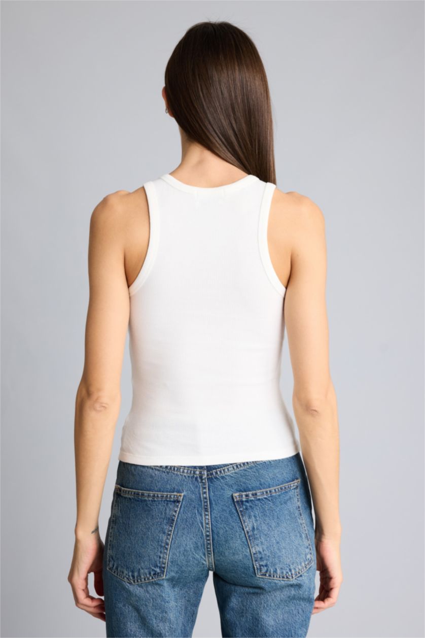 Kadın Kırık Beyaz Afra x Defacto Fıtted  Fitilli Kaşkorse Atlet