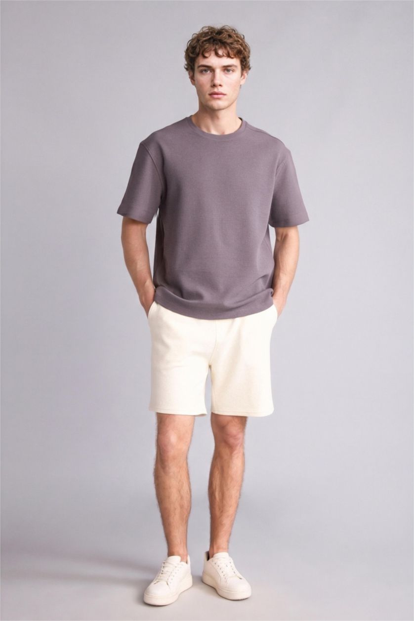 Erkek Koyu Gri Comfort Fıt Kısa Kollu Tişört