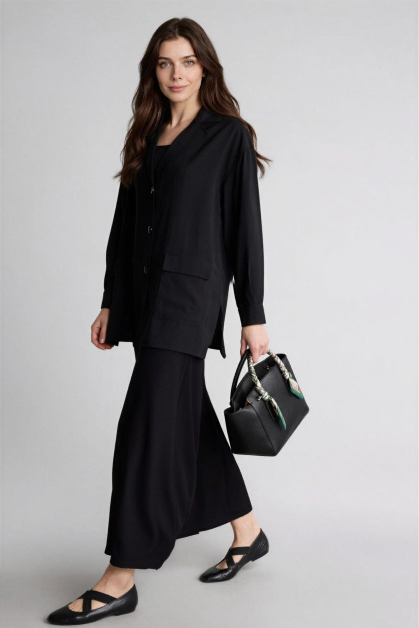 Kadın Siyah A Kesim Modal Etek