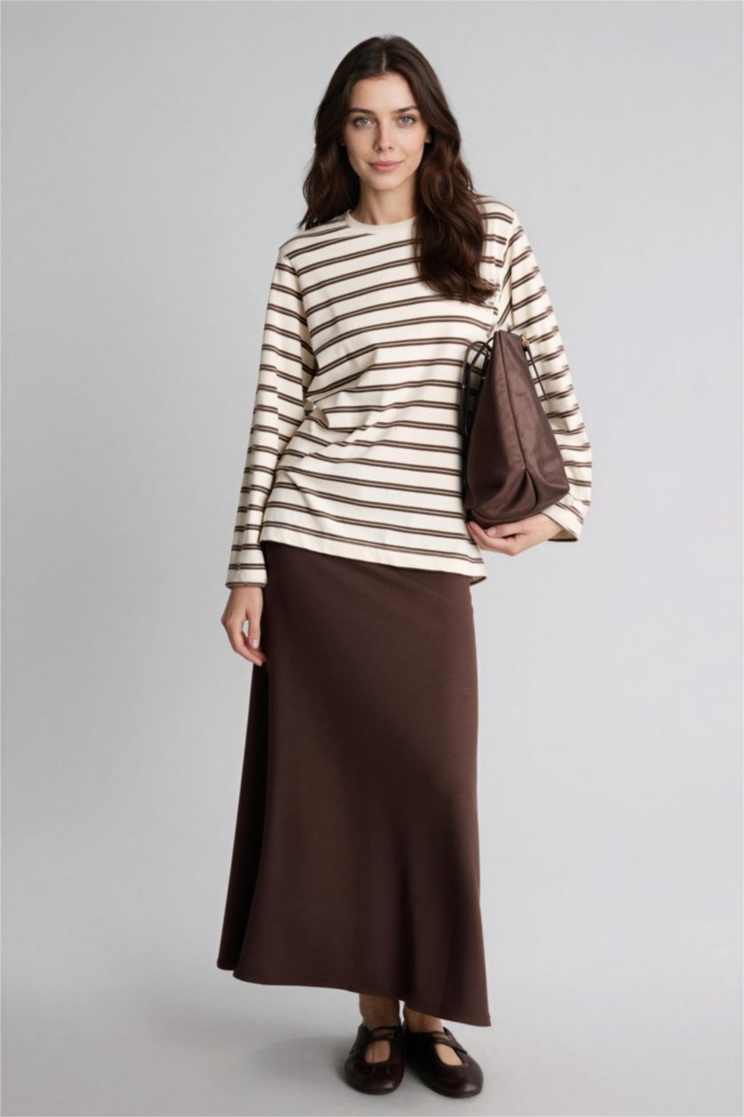 Woman Brown تنورة منسوجة بقصة A