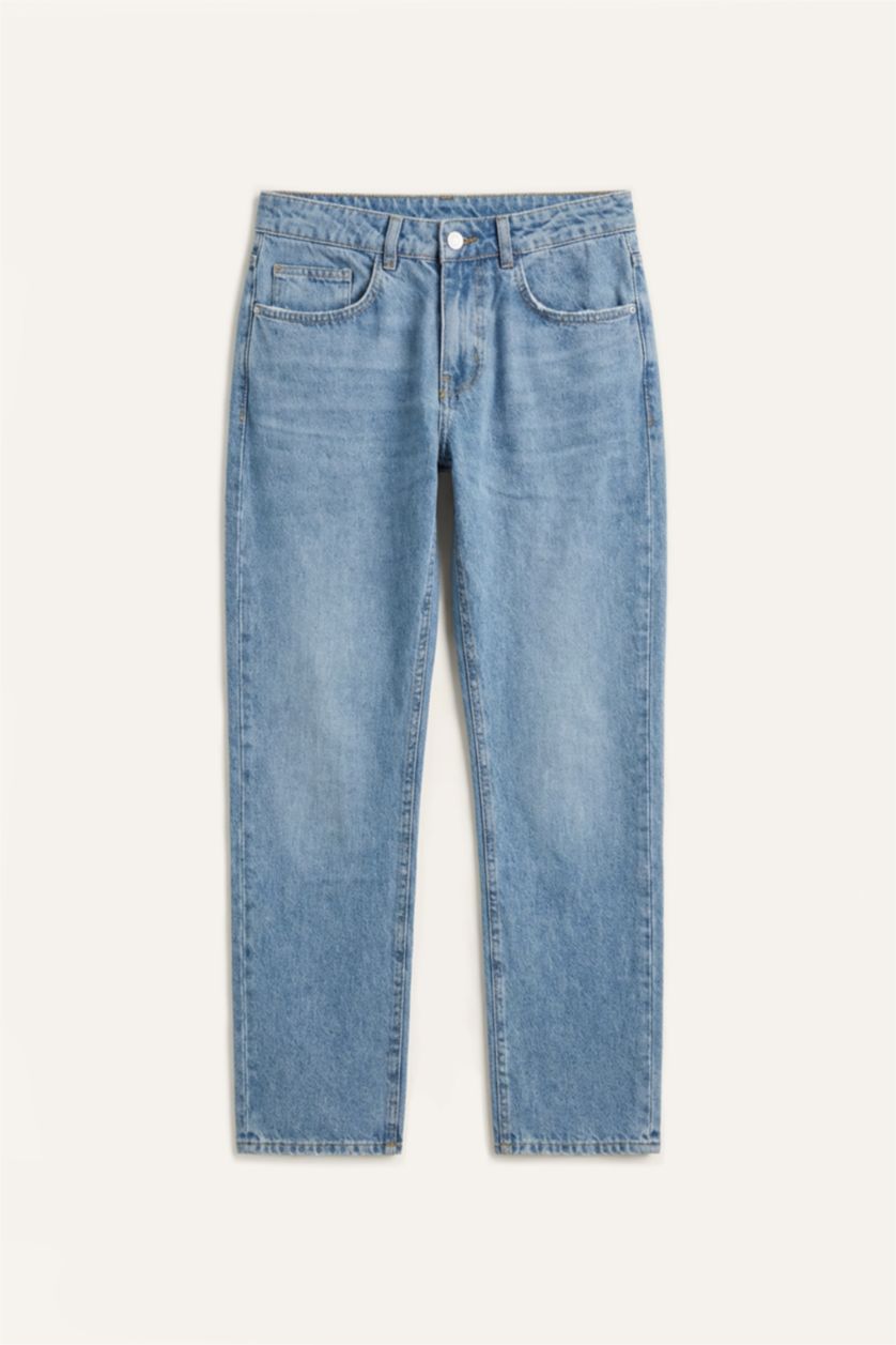 Erkek Lıght Blue Grey Straight Fit Pantolon