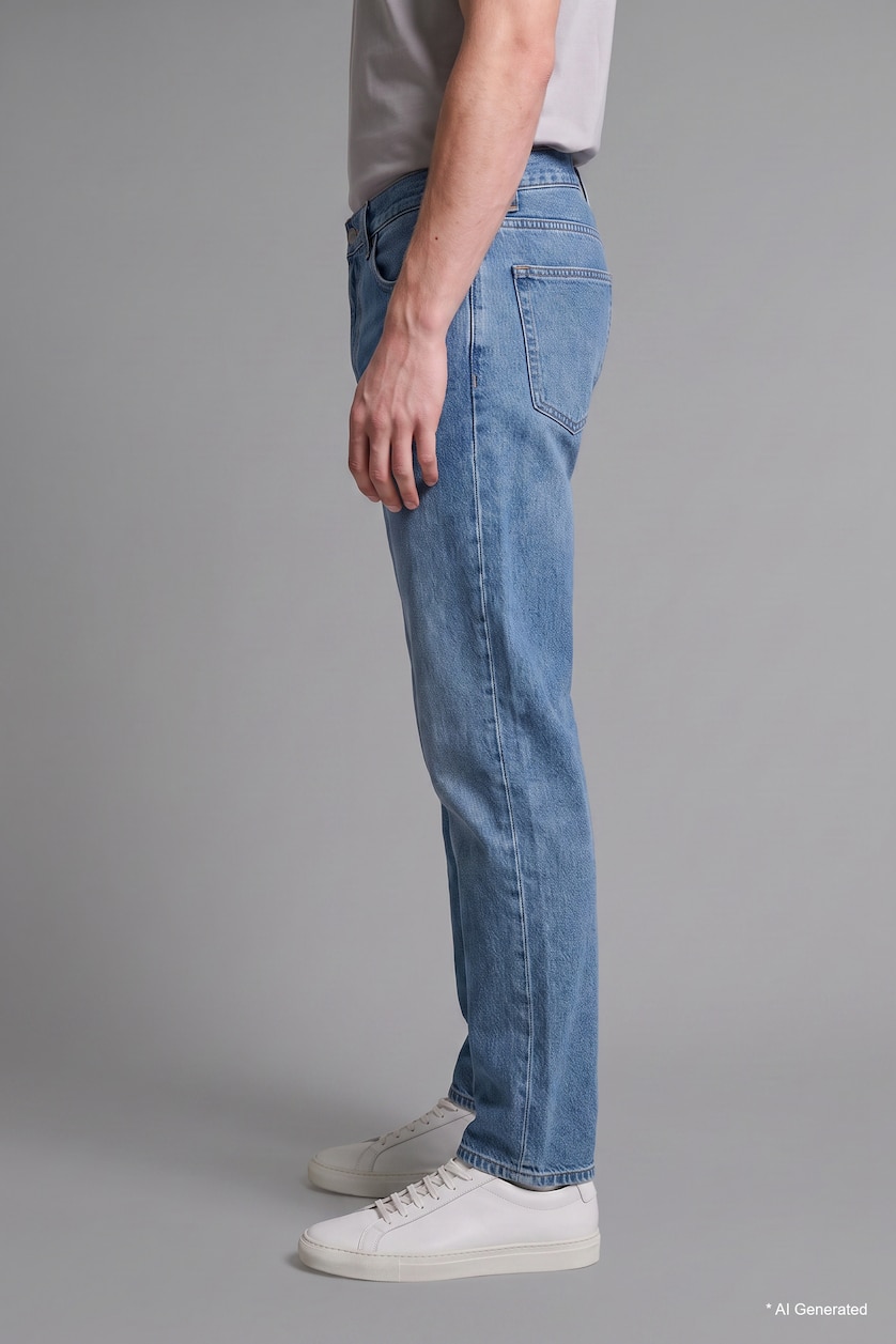 Erkek Lıght Blue Grey %100 Pamuk Straight Fit Pantolon