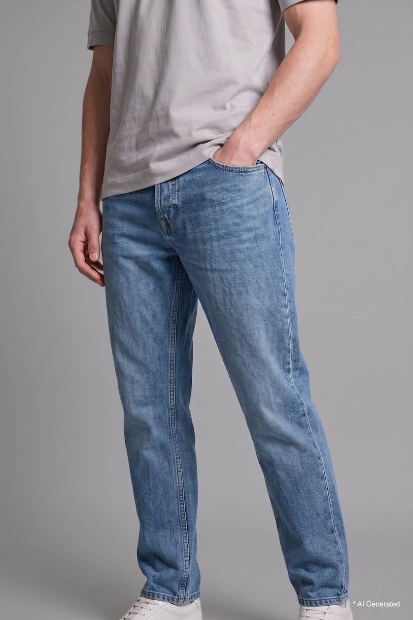 Erkek Lıght Blue Grey %100 Pamuk Straight Fit Pantolon