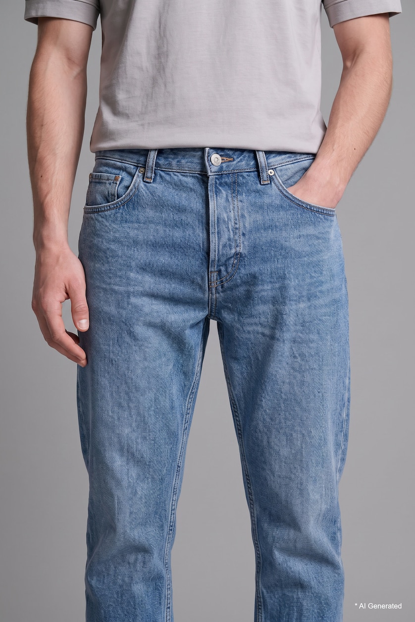 Erkek Lıght Blue Grey %100 Pamuk Straight Fit Pantolon