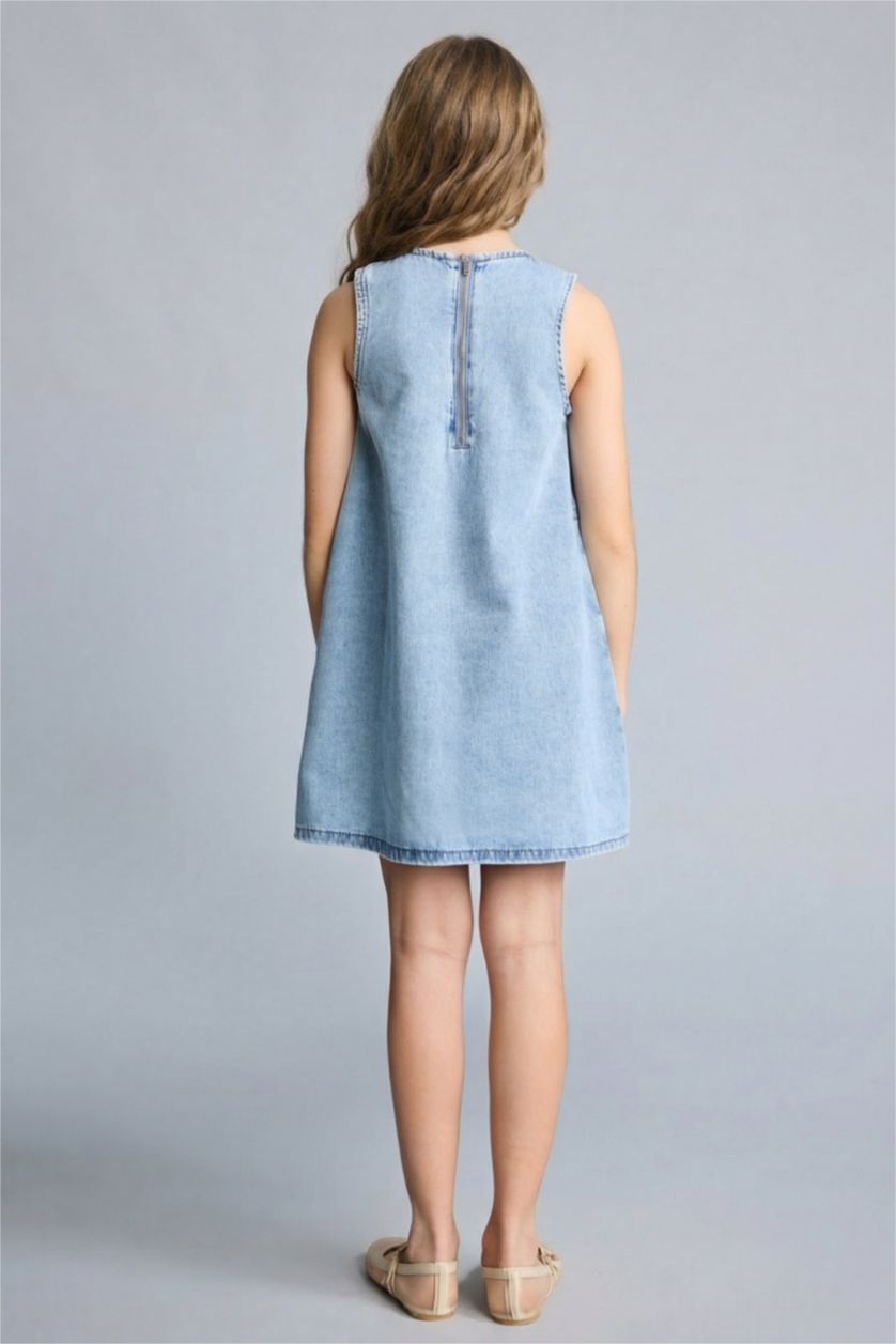 Kız Çocuk - Genç Kız Açık Mavi Jean Elbise Kız Çocuk