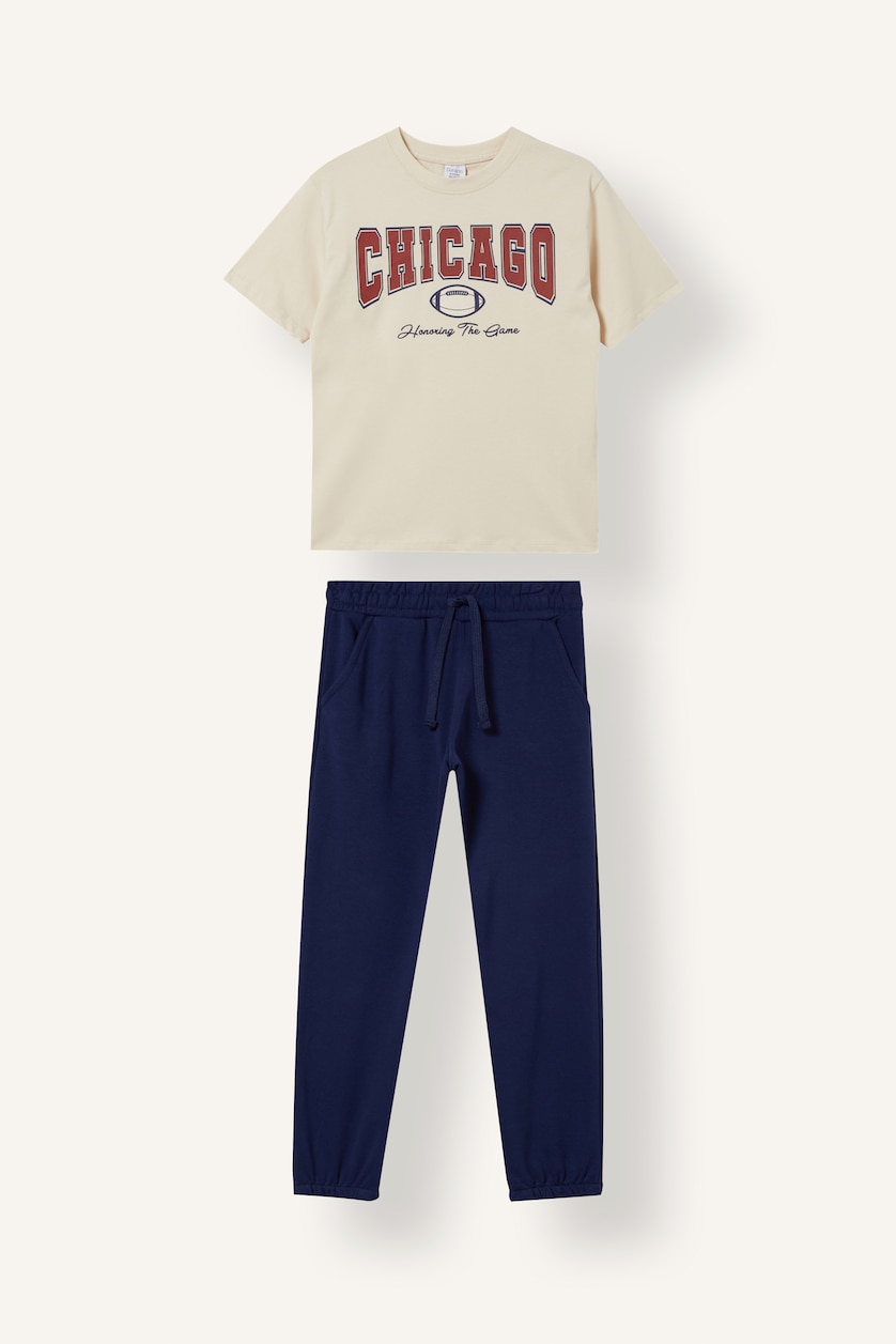 BOYS & TEENS Sand Boy 2 piece Regular Fit Printed T-shirt and Jogger Sweatpants Set