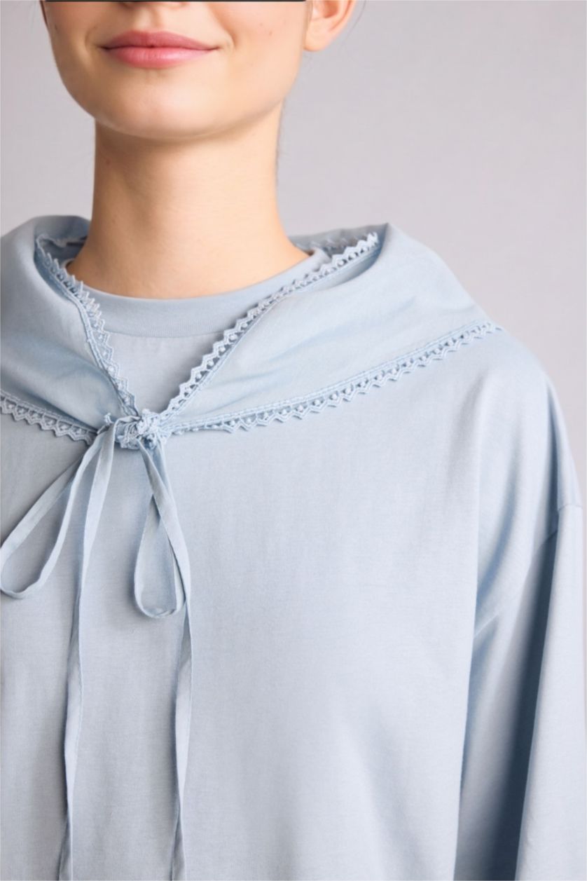 Woman Blue Regular Fit Long Sleeve Tunic