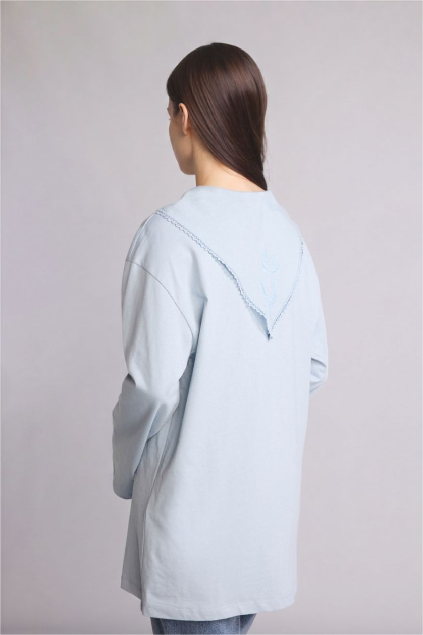 Woman Blue Regular Fit Long Sleeve Tunic