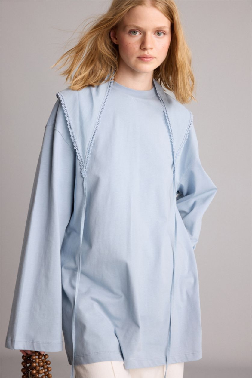 WOMAN Blue Regular Fit Long Sleeve Tunic