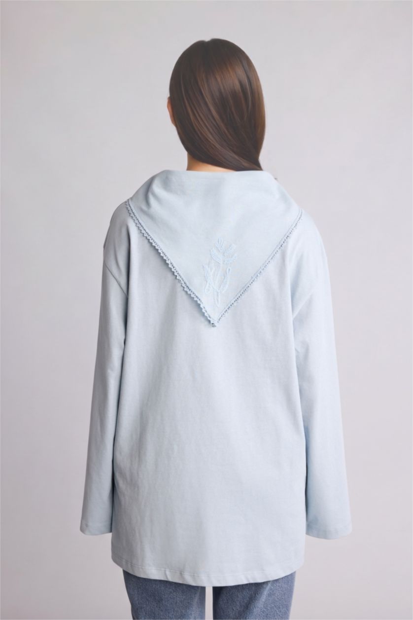 Woman Blue Regular Fit Long Sleeve Tunic