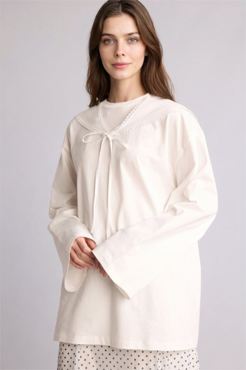 Woman Ecru Regular Fit Long Sleeve Tunic