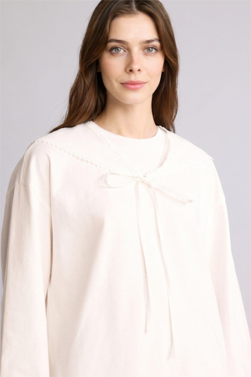 Woman Ecru Regular Fit Long Sleeve Tunic