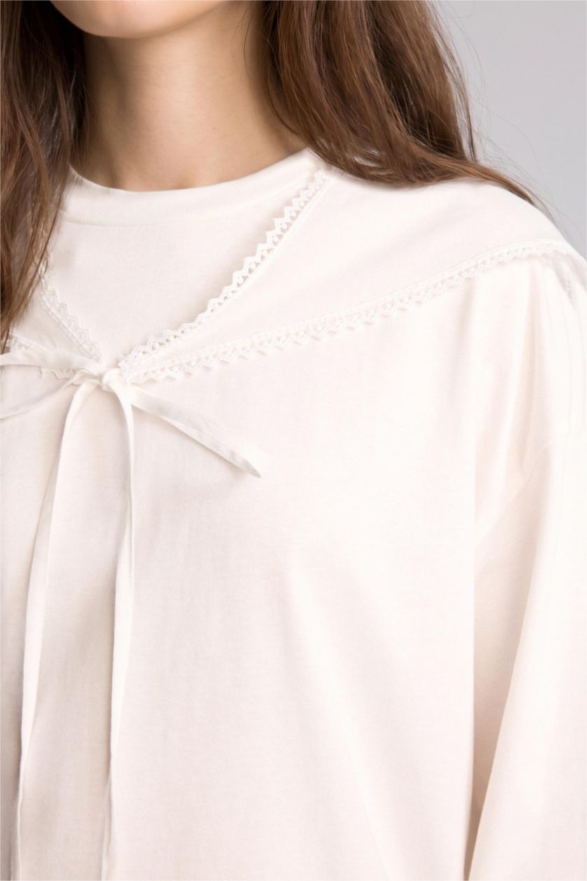 Woman Ecru Regular Fit Long Sleeve Tunic