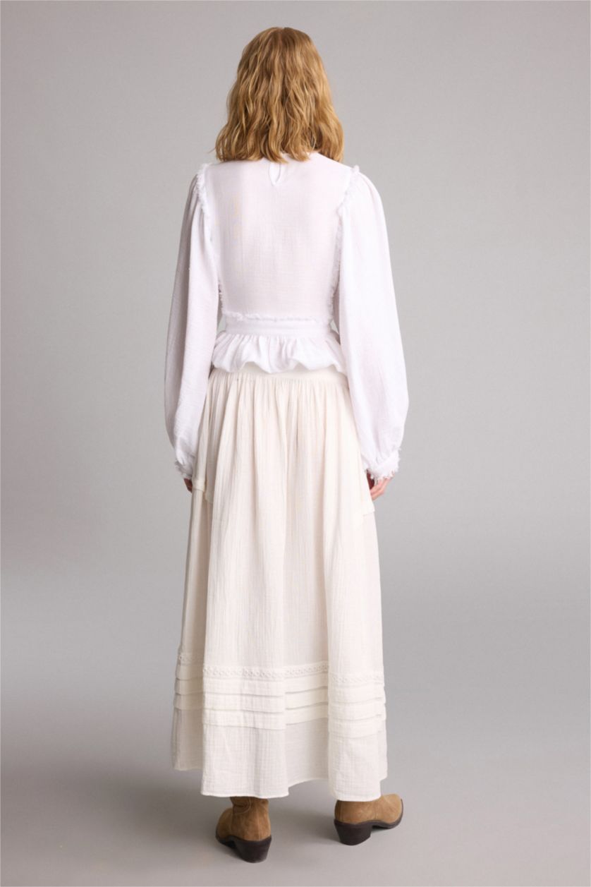 Women Ecru A Cut Maxi
