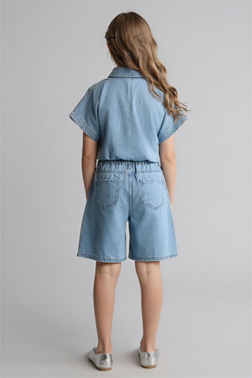 Kız Çocuk - Genç Kız Açık Mavi Konforlu Jean Şort Kız Çocuk