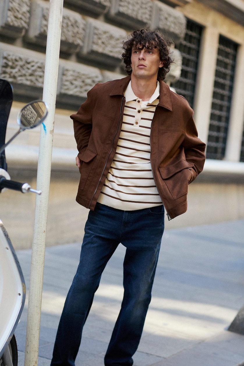 MAN Blue Black Sergio Regular Fit Normal Waist Straight Leg Trousers
