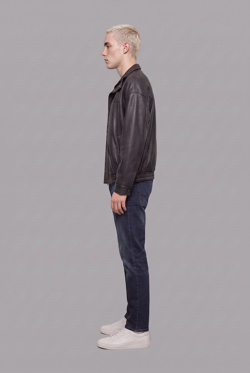 MAN Blue Black Sergio Regular Fit Normal Waist Straight Leg Trousers