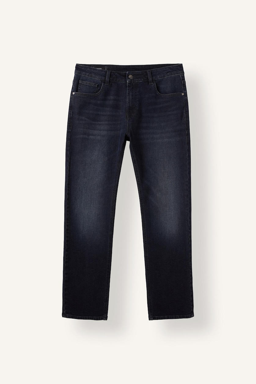 MAN Blue Black Sergio Regular Fit Normal Waist Straight Leg Trousers