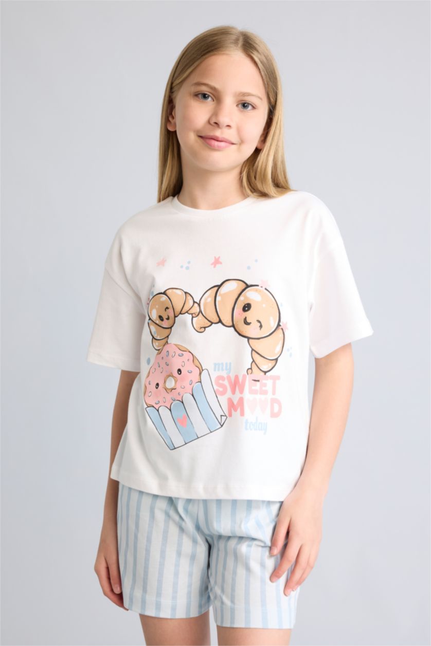 Young Girls - Teen Girls White 2 piece Regular Fit Knitted Pyjamas