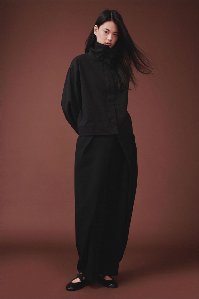 Kadın Siyah Relax Fıt Yüksek Bel Pantolon