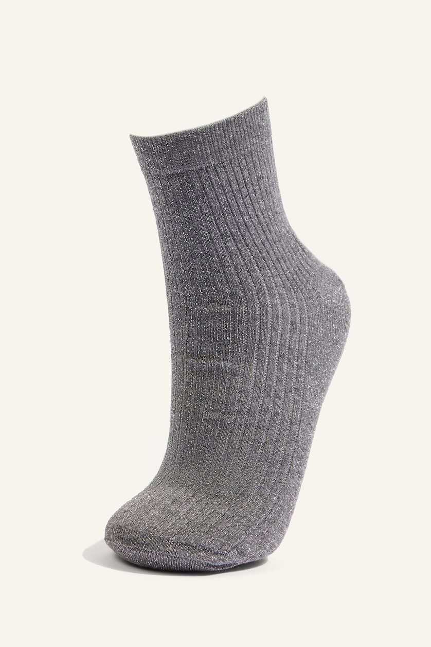 Women Grey 3 piece Cotton Short Socks